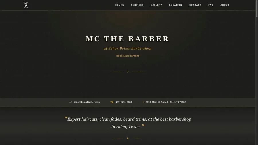 Screenshot of the MC the Barber website